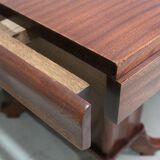 Rectangular table in solid mahogany and plated 1930/1940