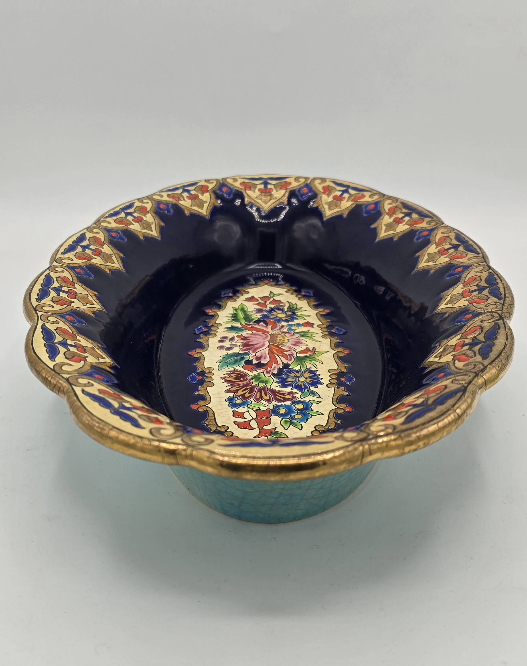 Oval dish in glazed earthenware by M. P. Chevallier, Manufacture des Émaux