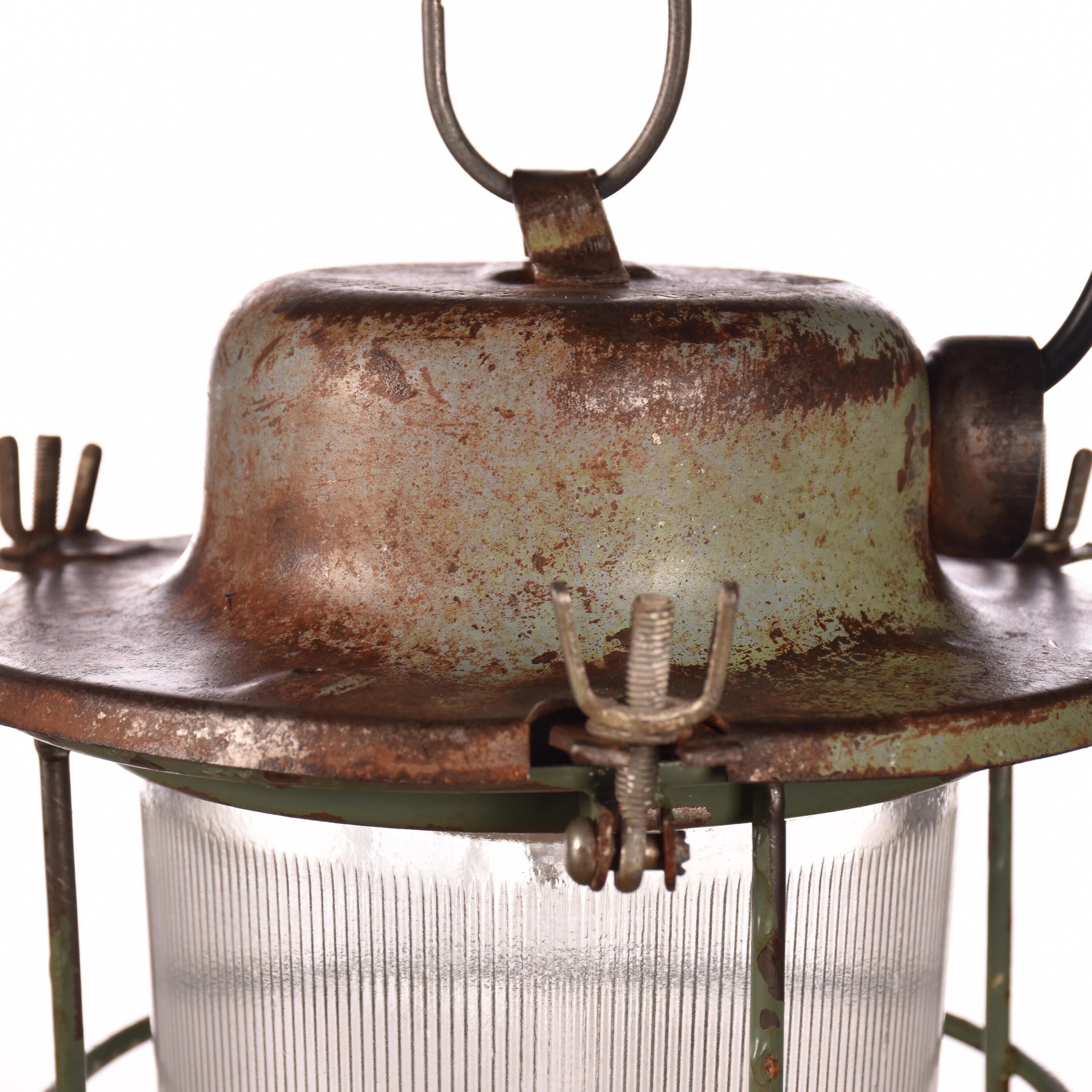 Industrial cage lamp green