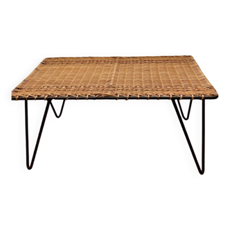 60s rattan coffee table