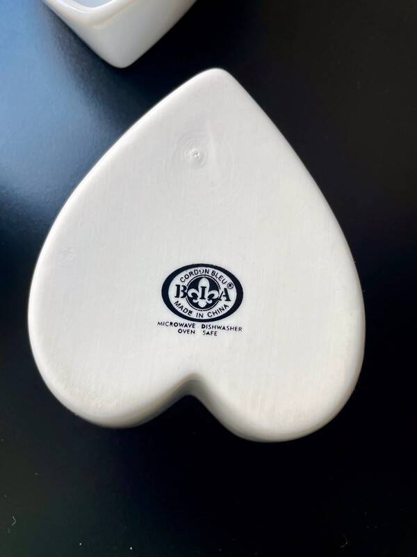 5 white porcelain Cordon Bleu ramekins