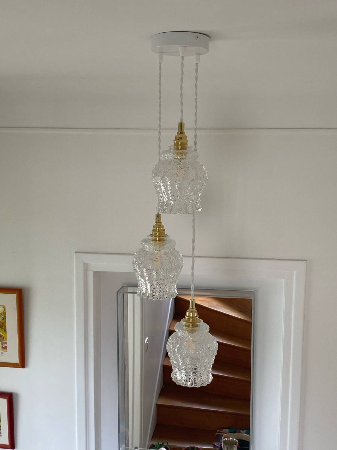 Triple suspension with vintage glass globes