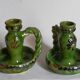 Duo of vintage potter's ceramic candle holders Regional Folk Art