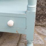Shelf, sky blue patinated toilet console