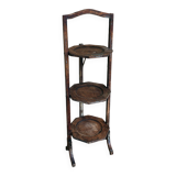 Foldable vintage exotic wood side shelf