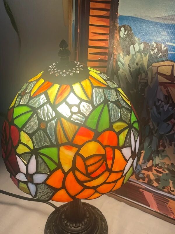 Tiffany style lamp vintage colourful flowers