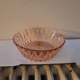Art Deco pressed glass salad bowl in pink. 1930s–40s