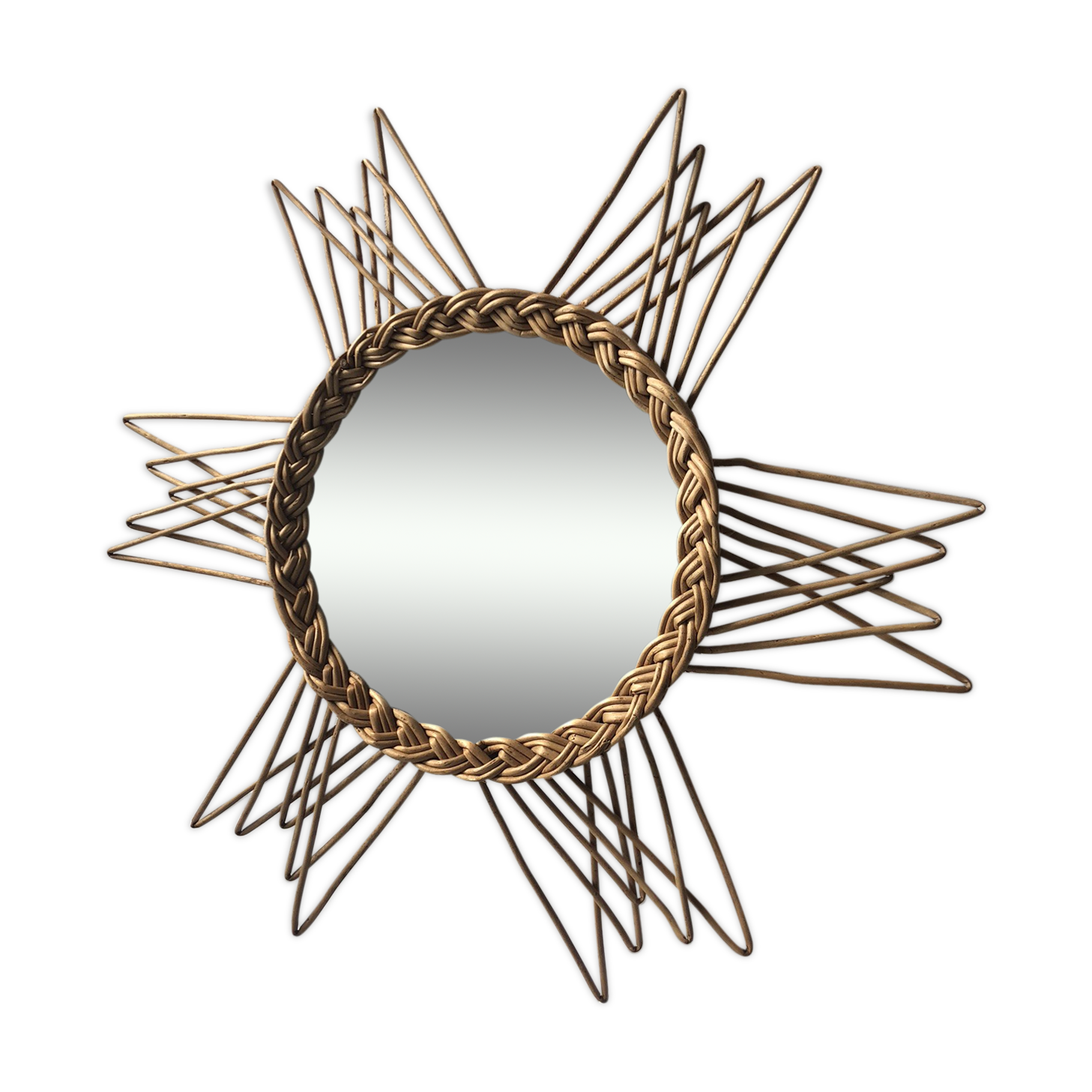 Mirror rattan vintage Sun 45x45cm