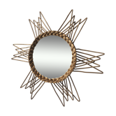 Miroir en rotin vintage soleil 45x45cm