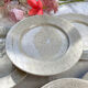 Set of 6 speckled grey stoneware plates 1970
