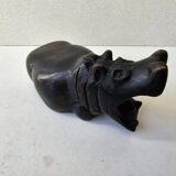 Paperweight Sculpture zoomorphic statuette in stone hippopotamus mouth or
