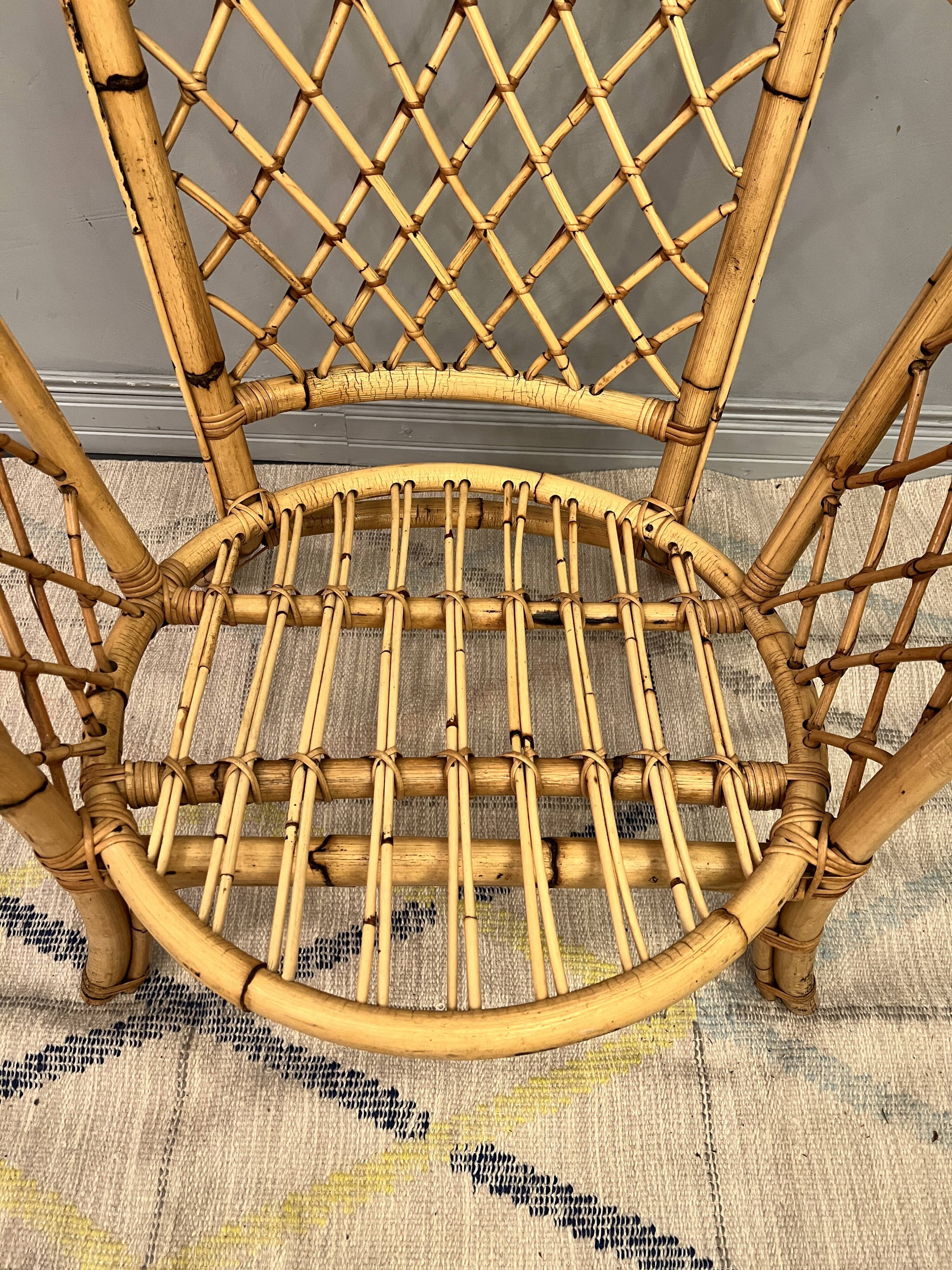Trio of rattan armchairs