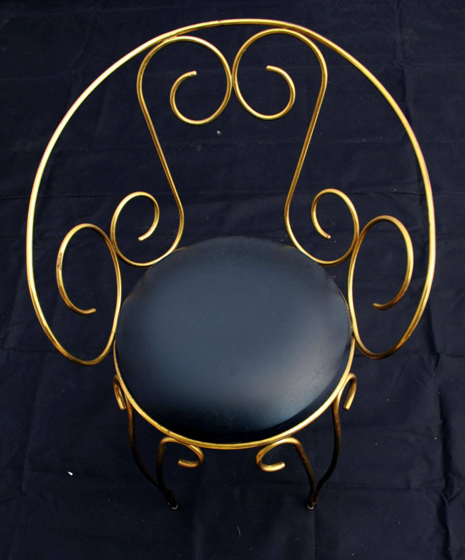 Vintage brass scroll armchair, 1960s.