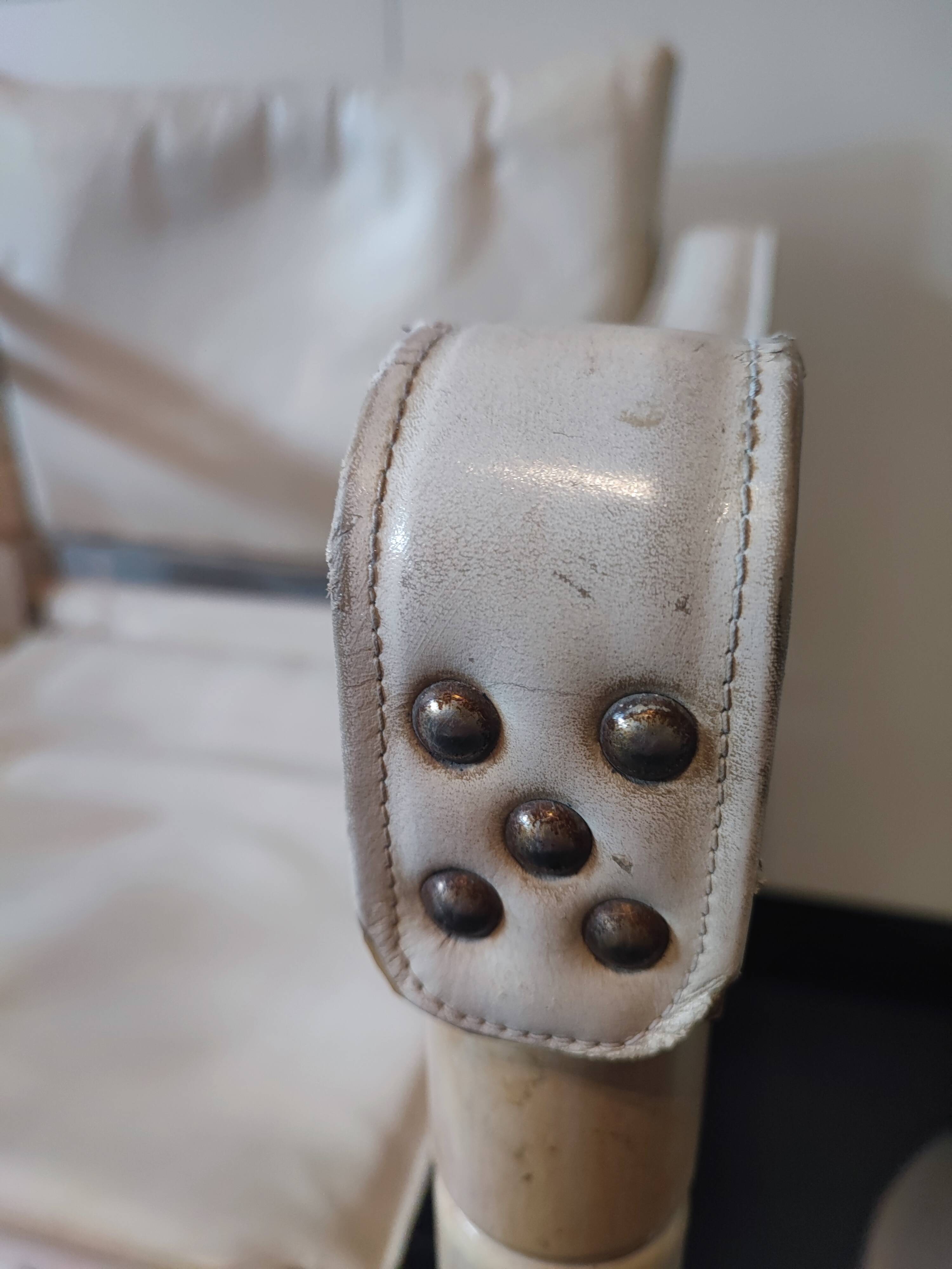 White leather safari armchair