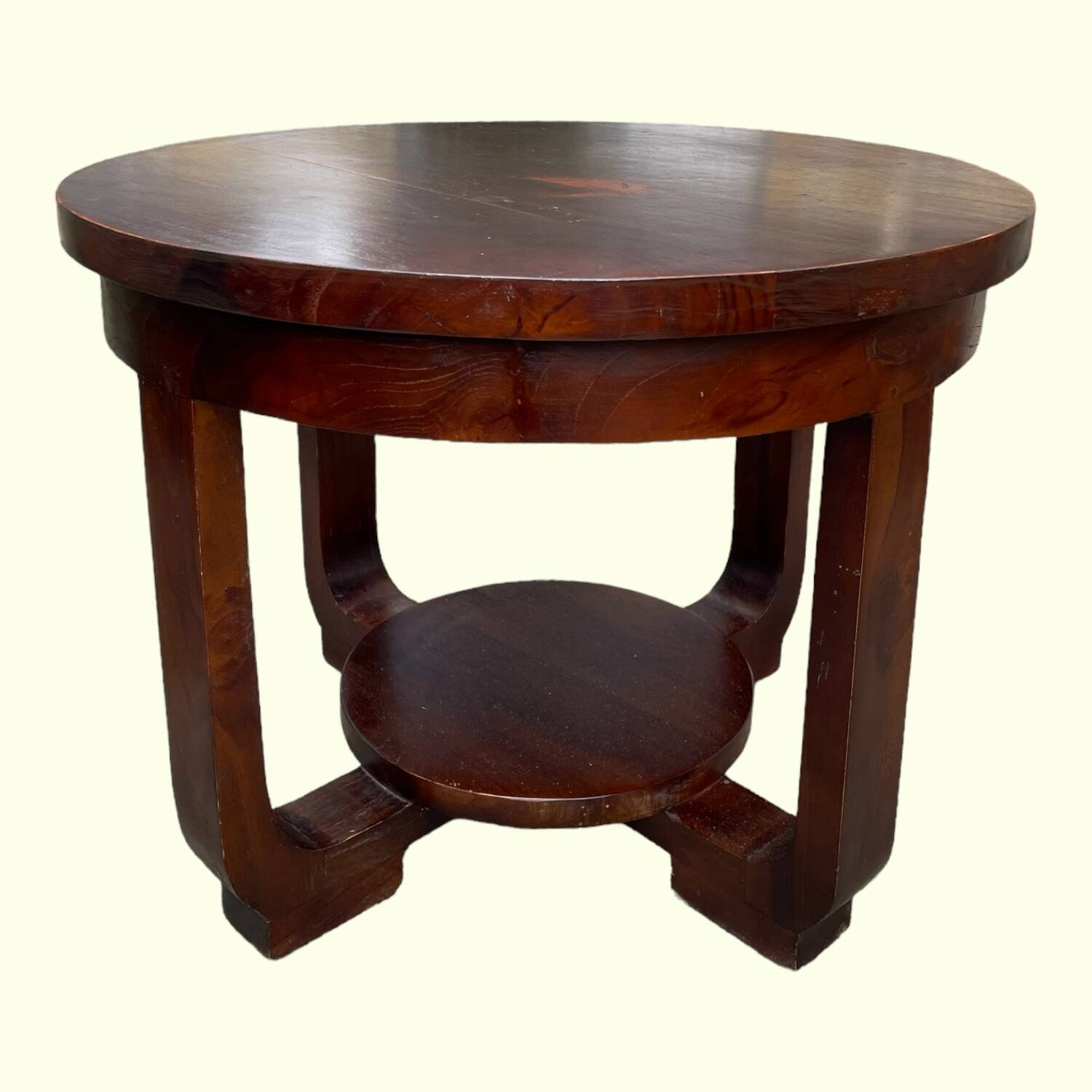 Art Deco coffee table, mahogany pedestal table