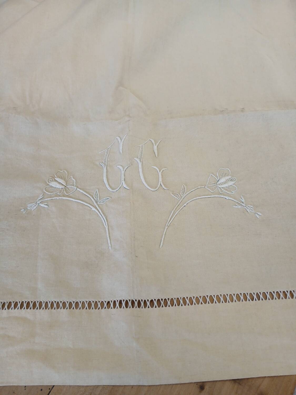 Pure linen canvas sheet/tablecloth/curtain "Blue flower"
