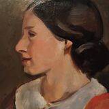 Tableau antique portrait féminin huile sur toile ennio pozzi (1893-1972)