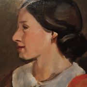 Tableau antique portrait féminin huile sur toile ennio pozzi (1893-1972)