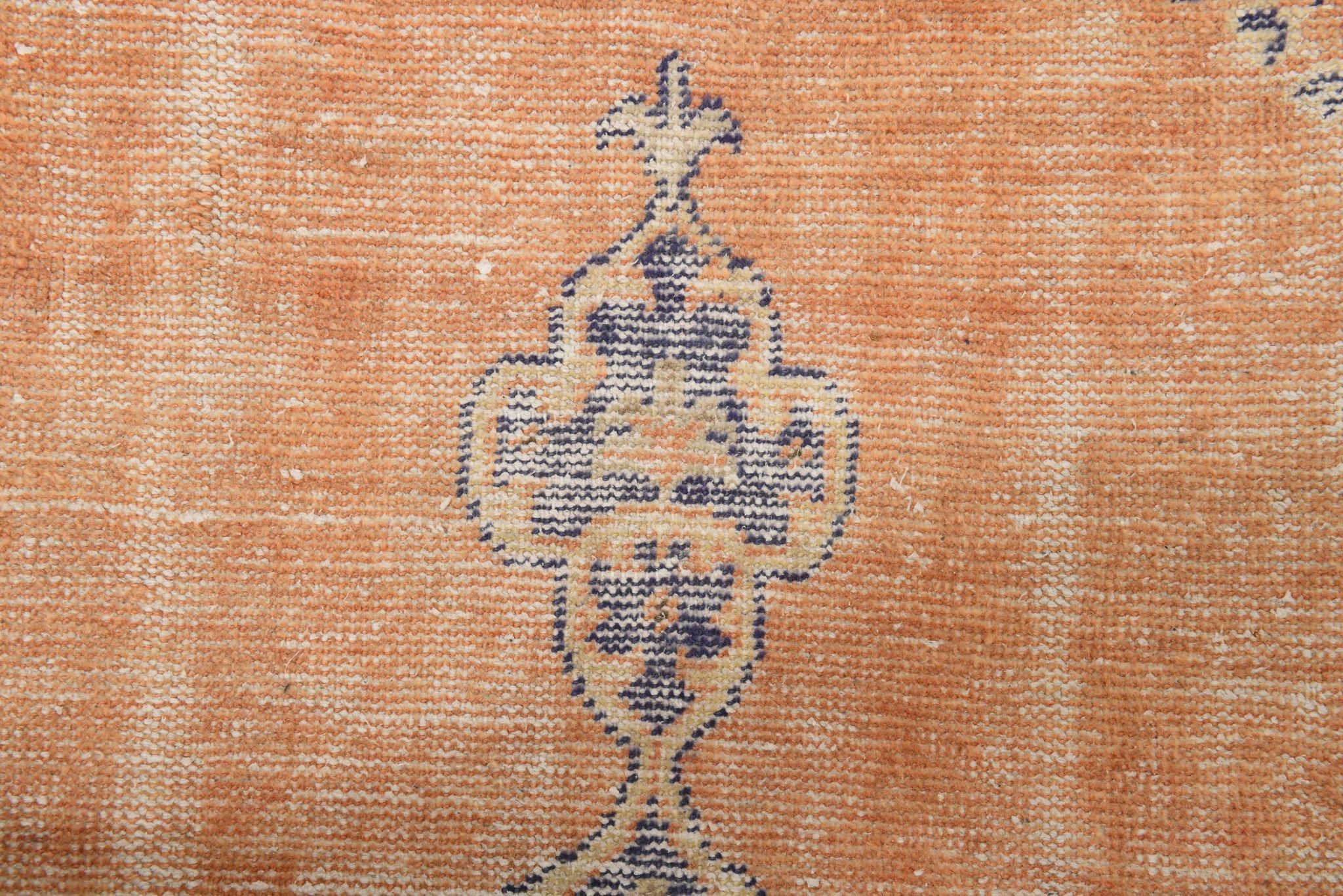 Orange & navy blue turkish vintage rug