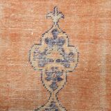 Orange & navy blue turkish vintage rug