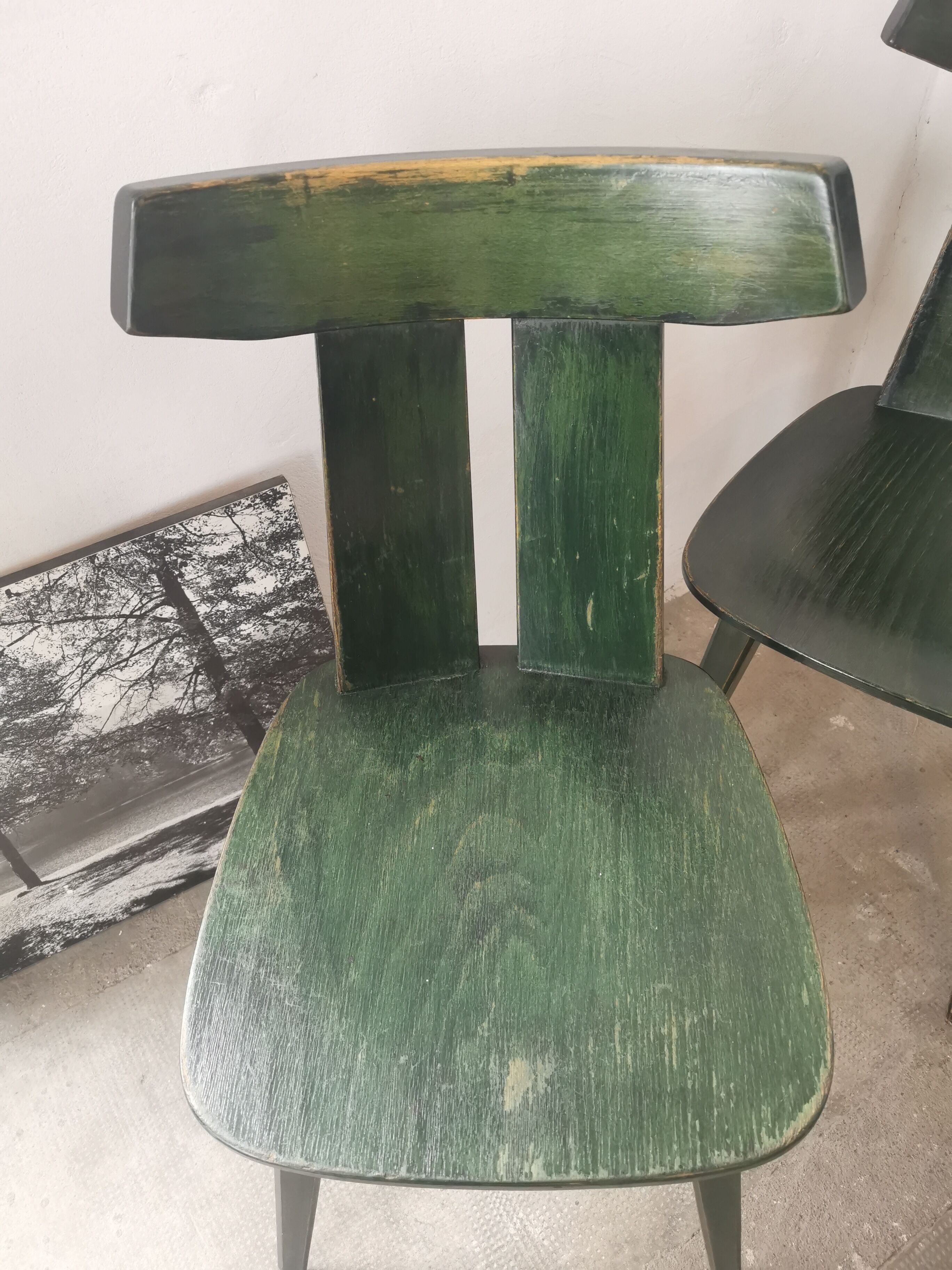 Set of 10 wooden bistro chairs