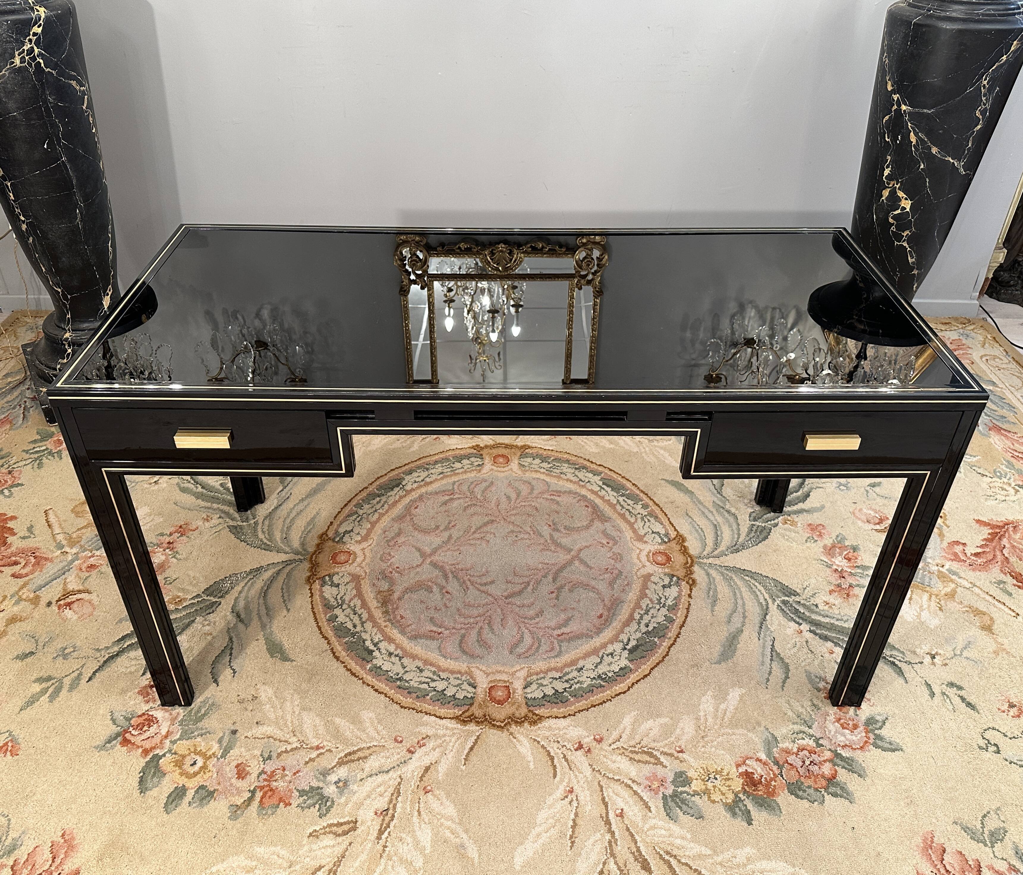 Black lacquered office by Pierre vandel Paris circa 1970