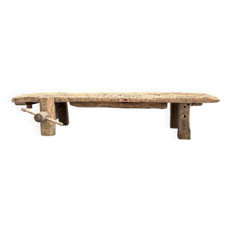 Old 19th century workbench transformed into a bench