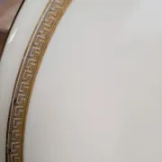 Set of 2 antique Limoges porcelain plates – Golden friezes