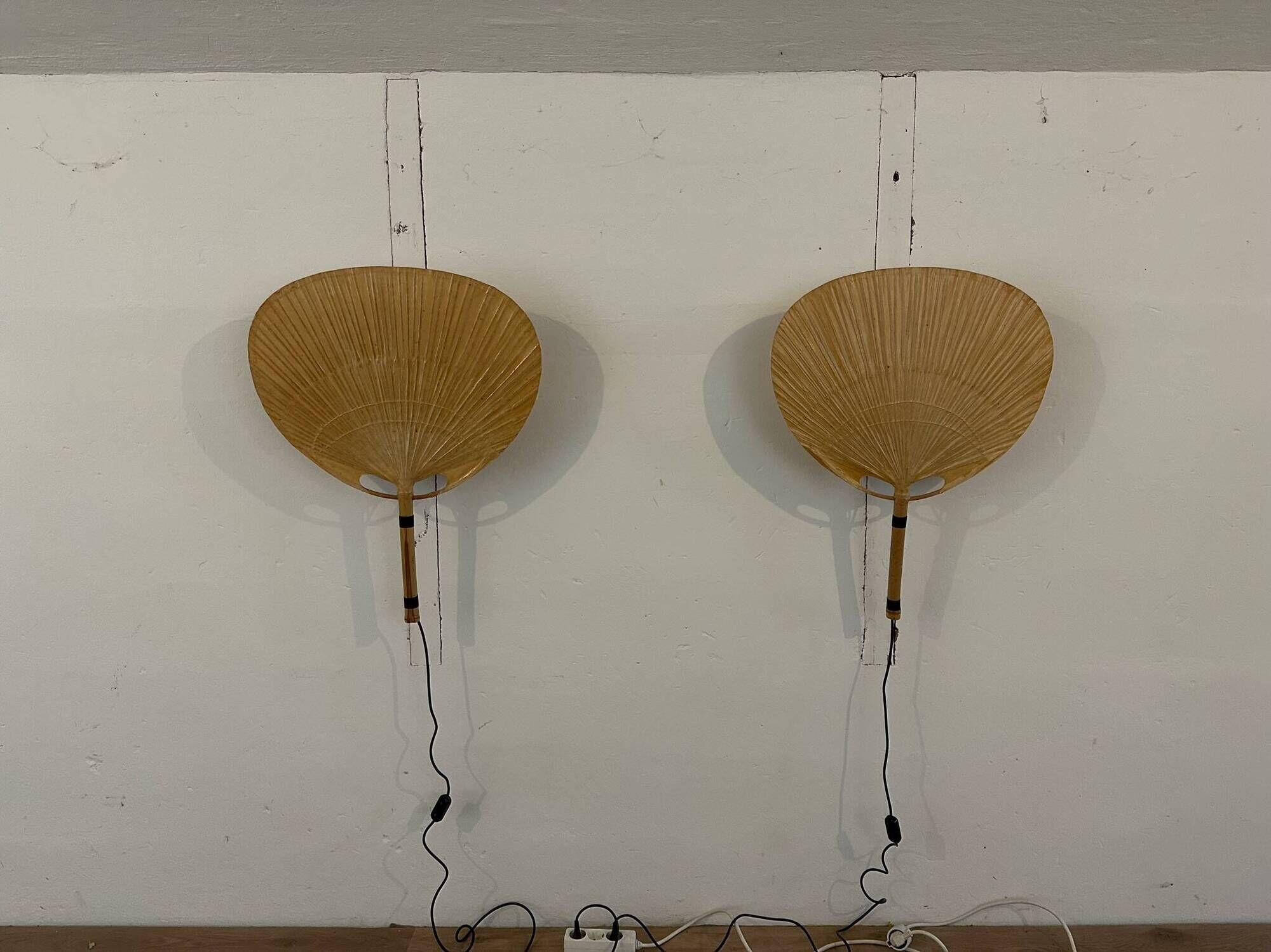 Pair Of Ingo Maurer Uchiwa III Wall Lamps For M-Design, 1973