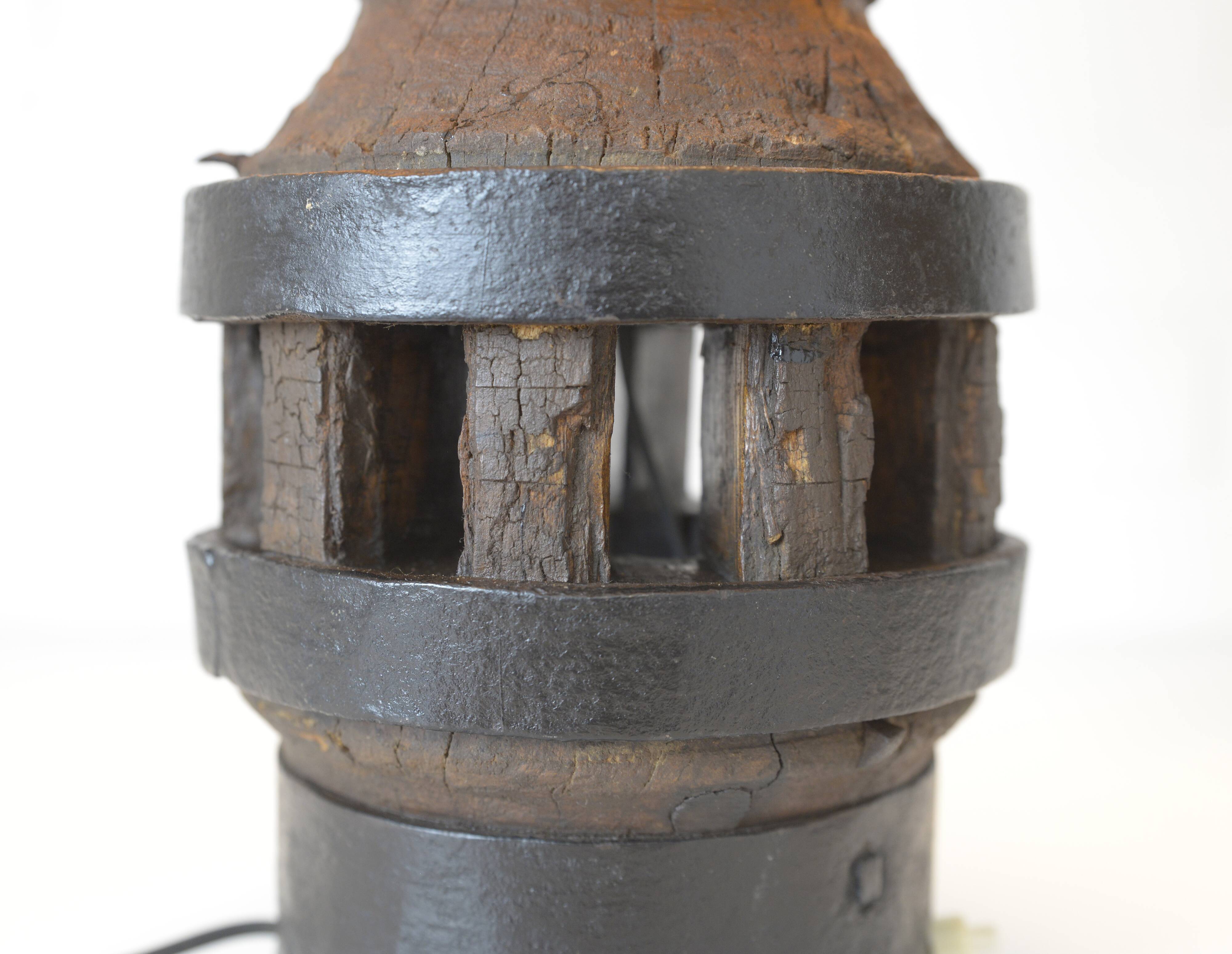 Vintage Floor Lamp Rustic Handmade Farmhouse Wood Wagon Wheel Light