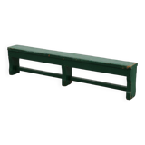 Rustic primitive green farmhouse bench in solid oak, France ca. 1900
