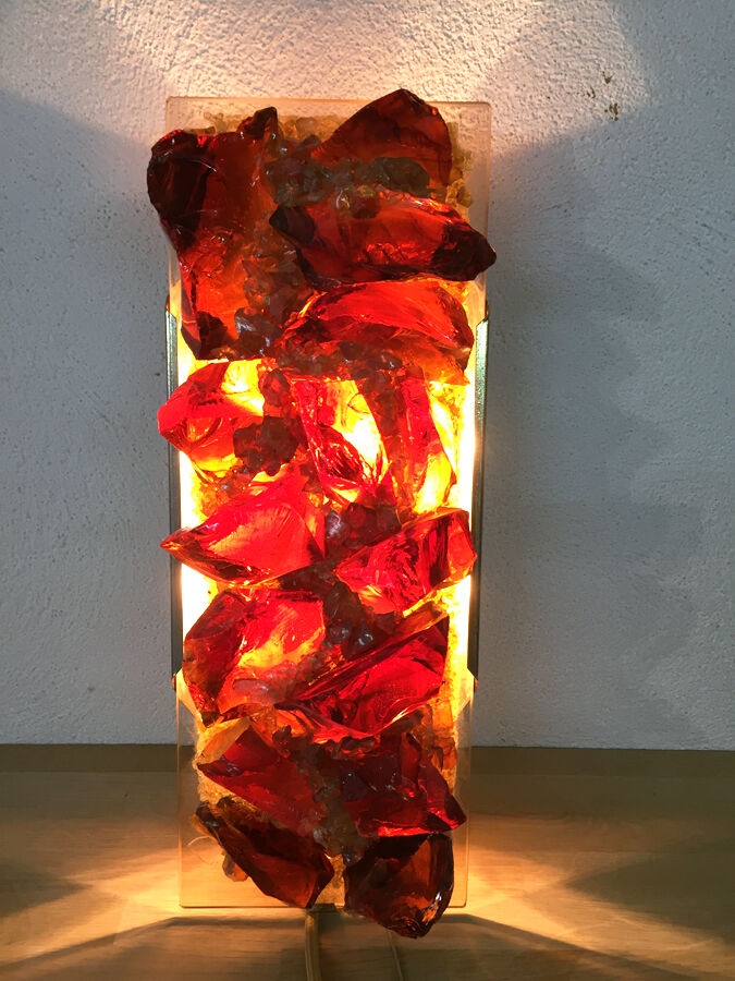 Glass and brass wall sconce, 1970