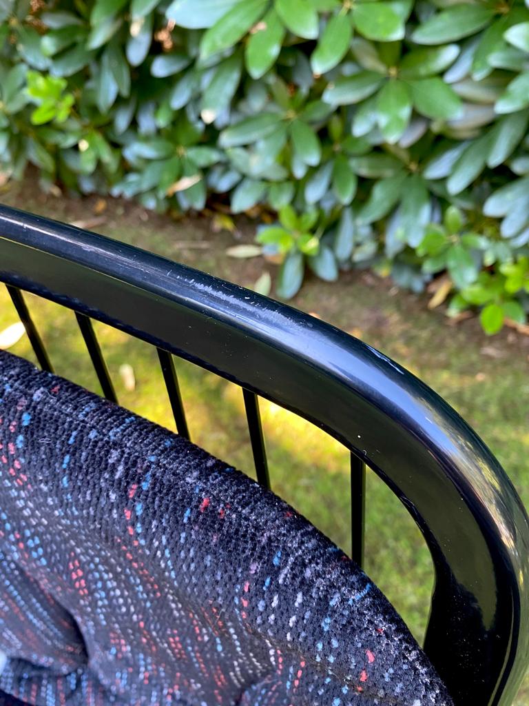 Set of four black highback dining chairs,  1970s