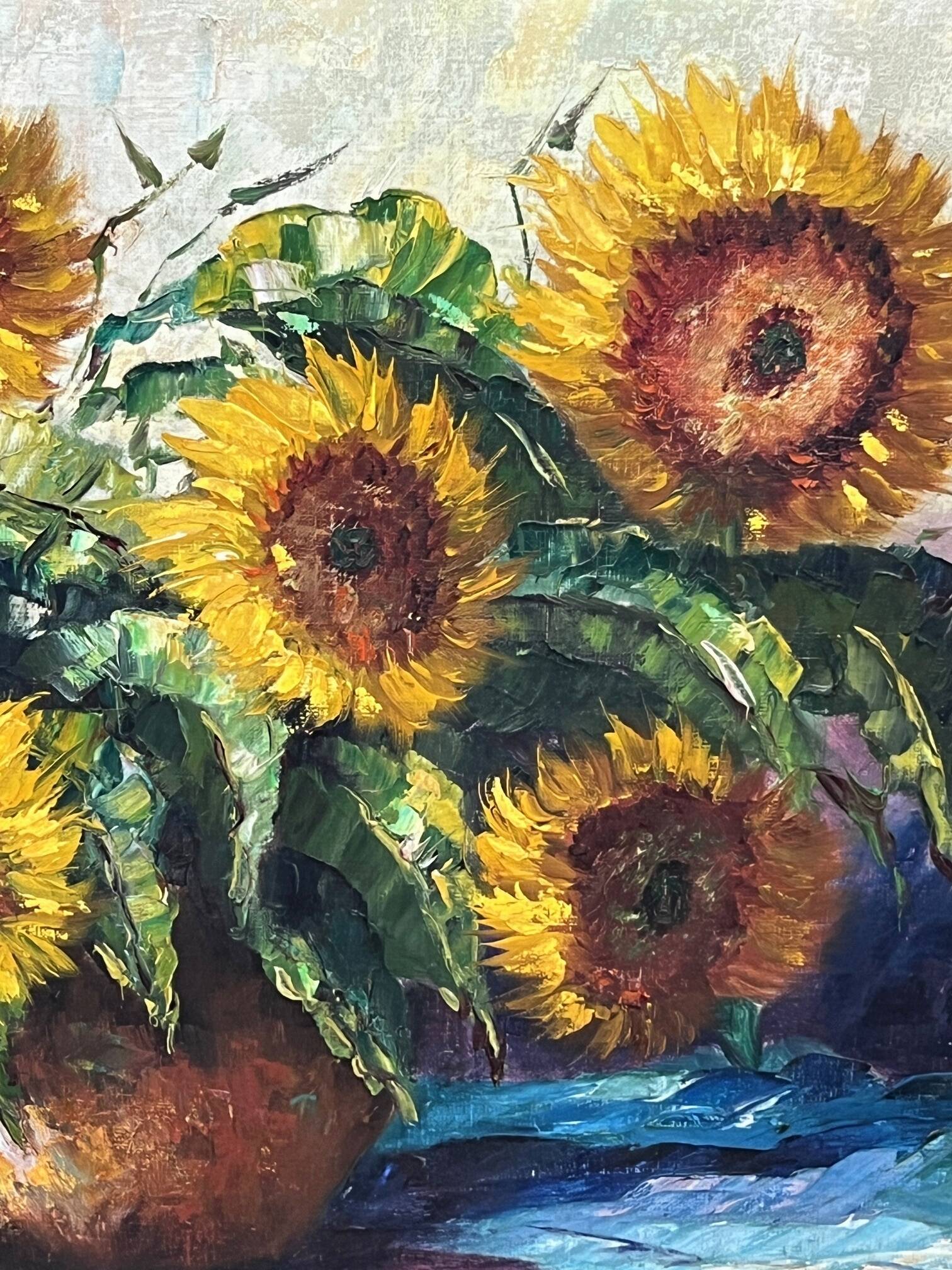 Still life with sunflowers. Signed.