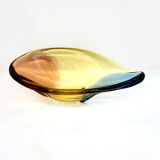 Organic modern glass platter designed by H. Machovska Mstišov Moser Karlovarske Sklo Cechoslovakia