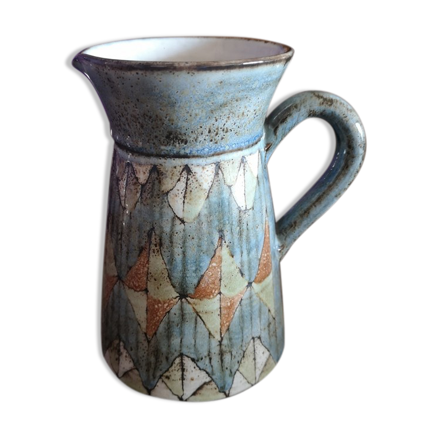 Enamelled ceramic pitcher - Signed Pérot