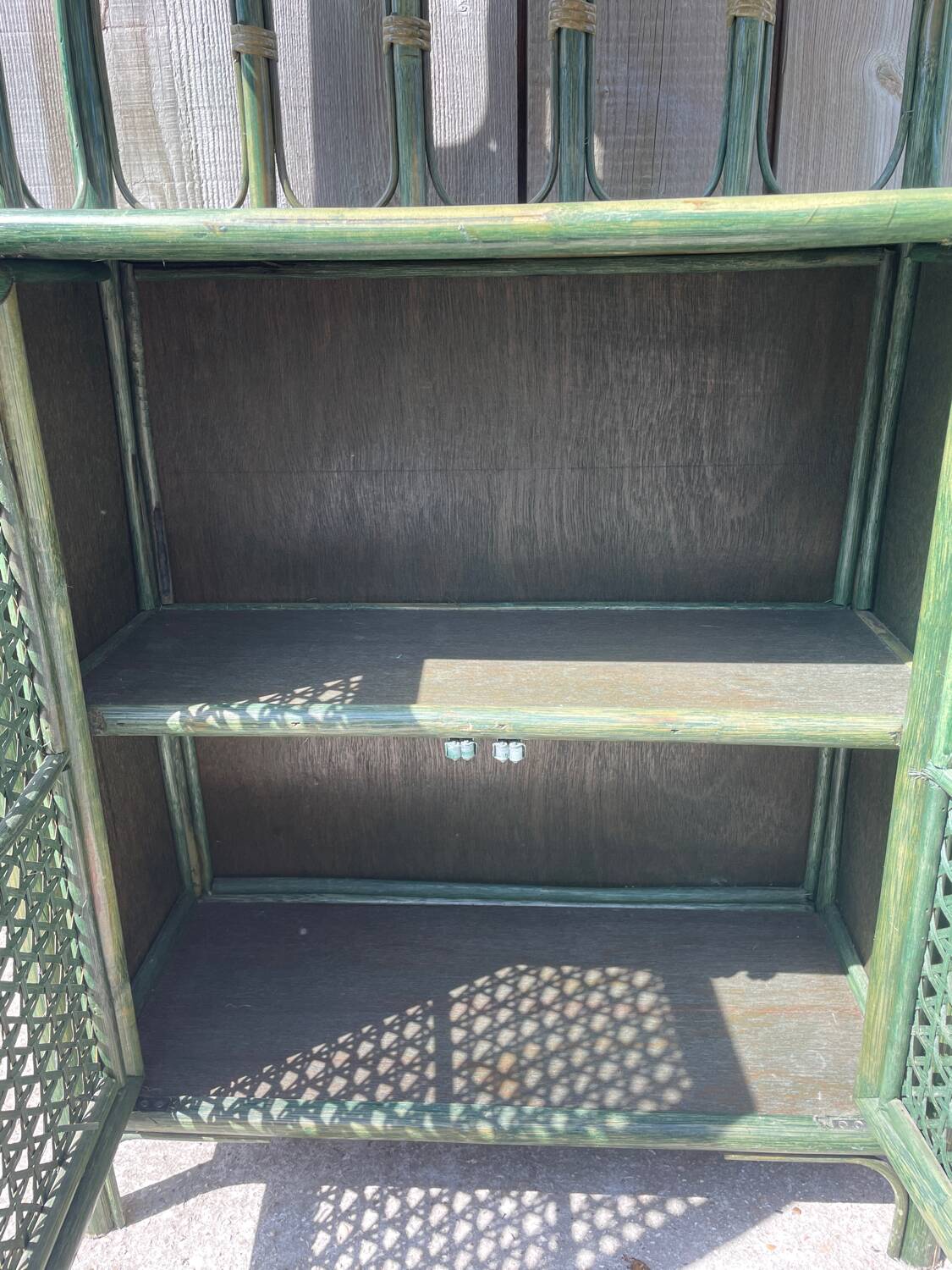 Green bamboo bookcase