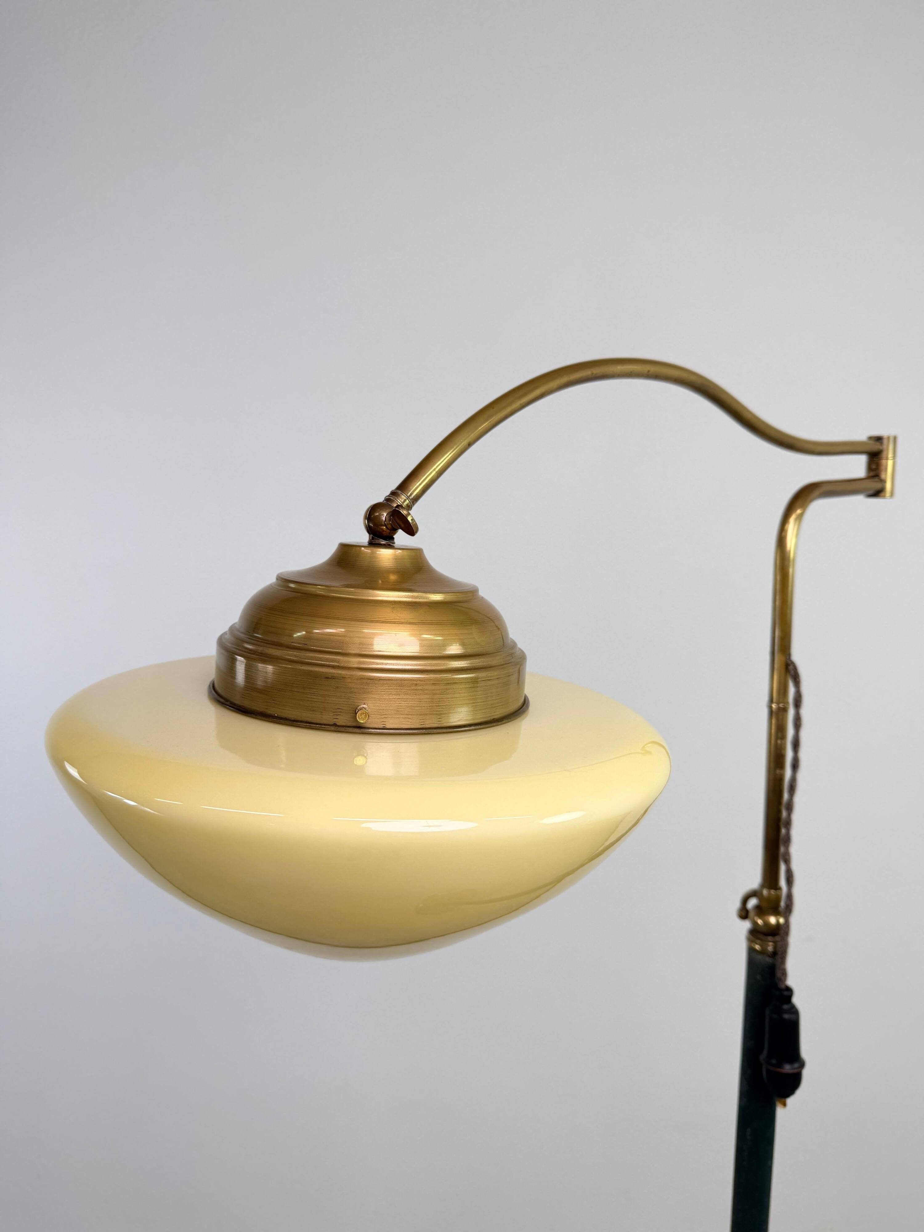 Art Deco brass floor lamp with adjustable height