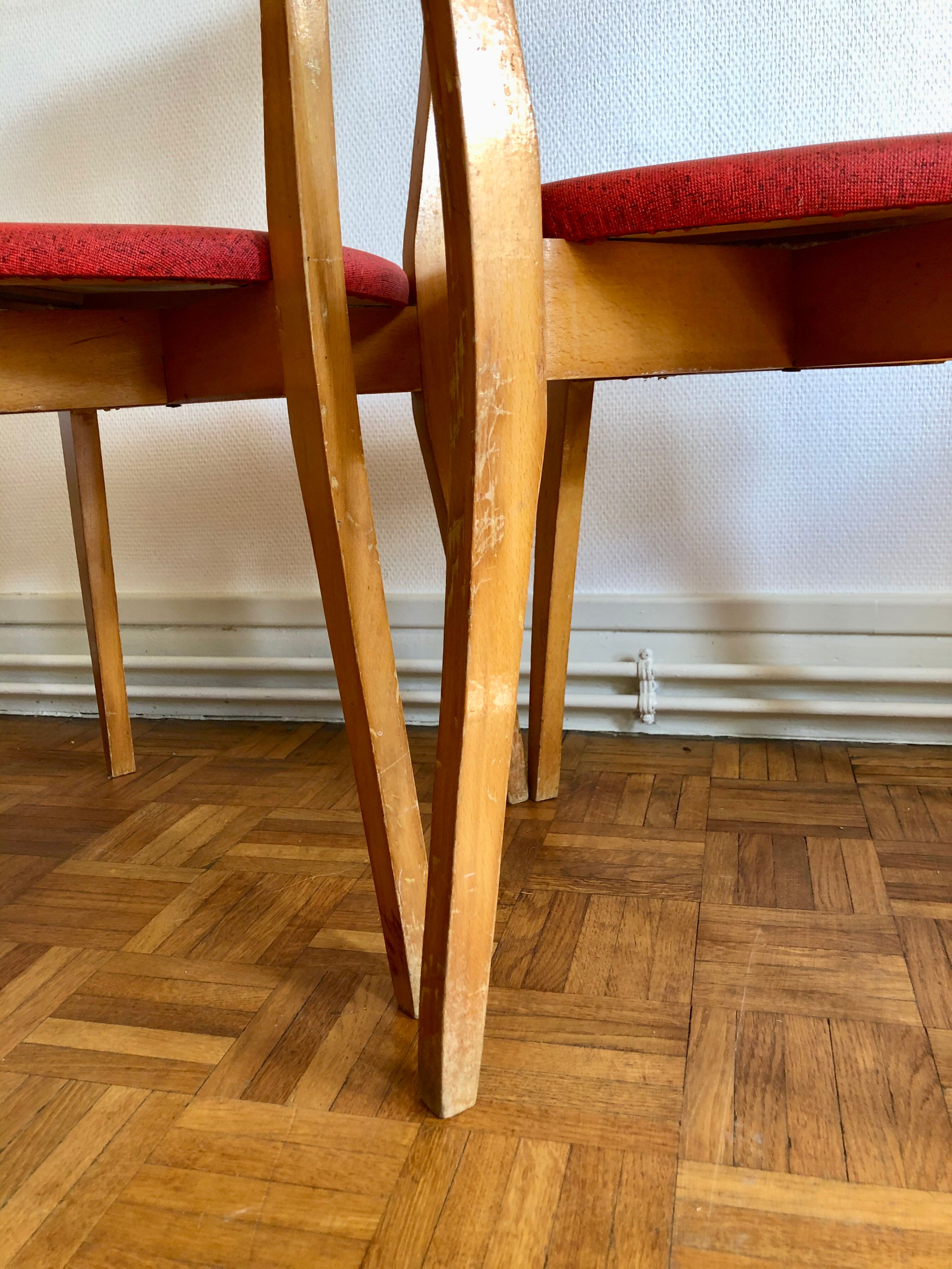 Pair of red bistro chairs