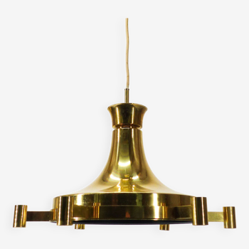Scandinavian pendant lamp in gilded brass Carl Fagerhult Sweden 1970