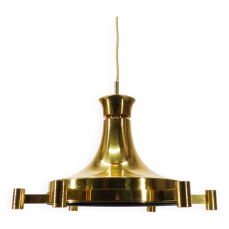 Scandinavian pendant lamp in gilded brass Carl Fagerhult Sweden 1970