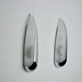 Pair of "epis" wall lights by idearte, smoked glass and silver metal, Spain, 1980