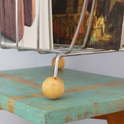Review door in chrome metal and wood, vintage 60s