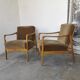 Paire de fauteuils vintage bois et velours
