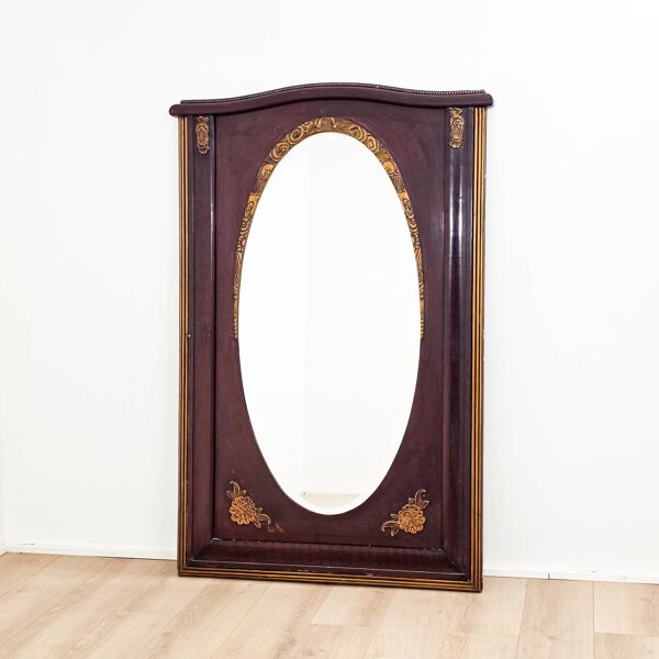 Grand miroir en bois sculpté – Art nouveau des années 1900