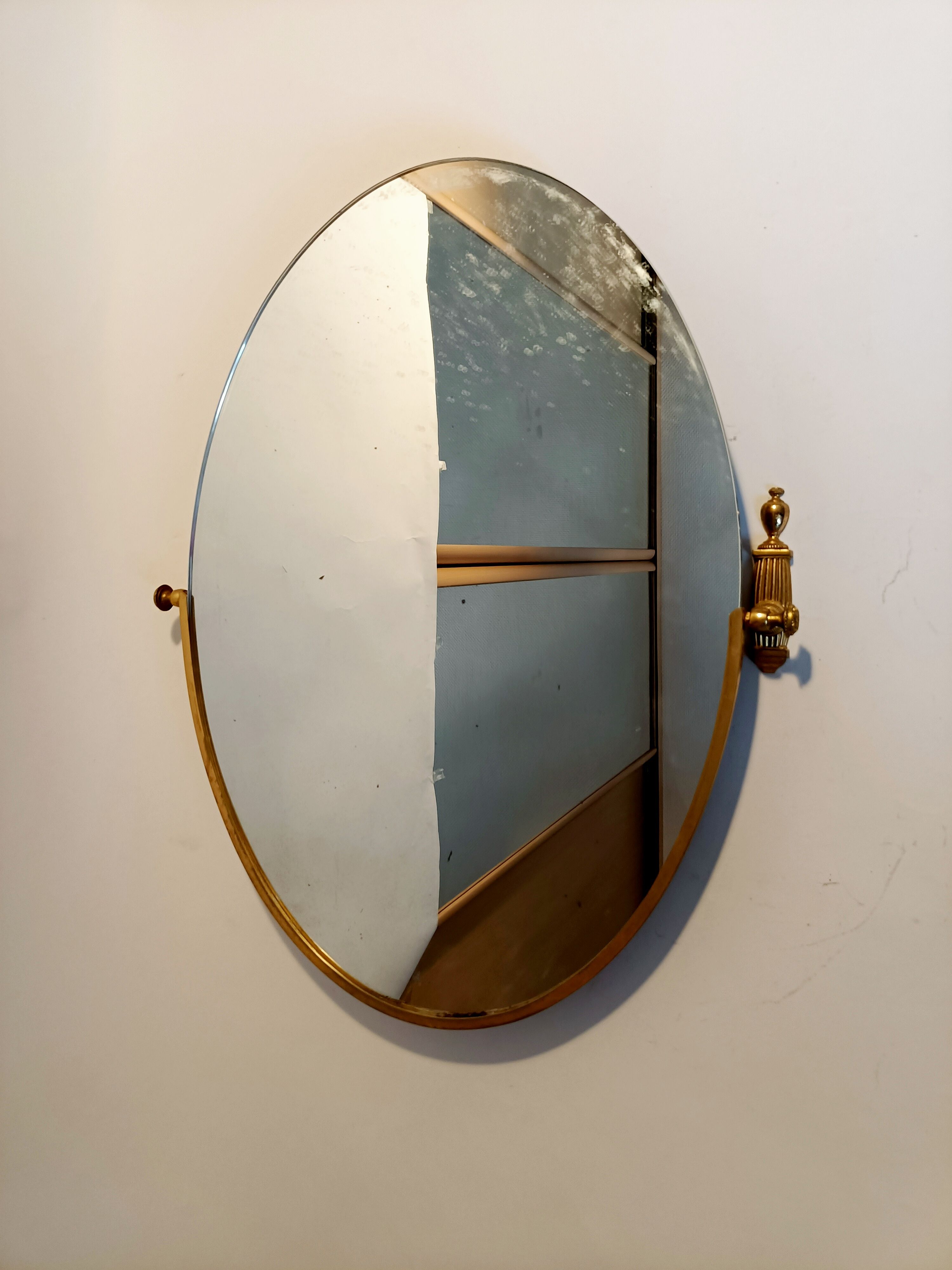 1940/1950 neo-classical 1940/1950 oval swivel mirror 40x70cm
