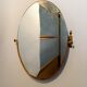 Miroir ovale pivotant en laiton doré 1940/1950 de style néo-classique 40x70cm