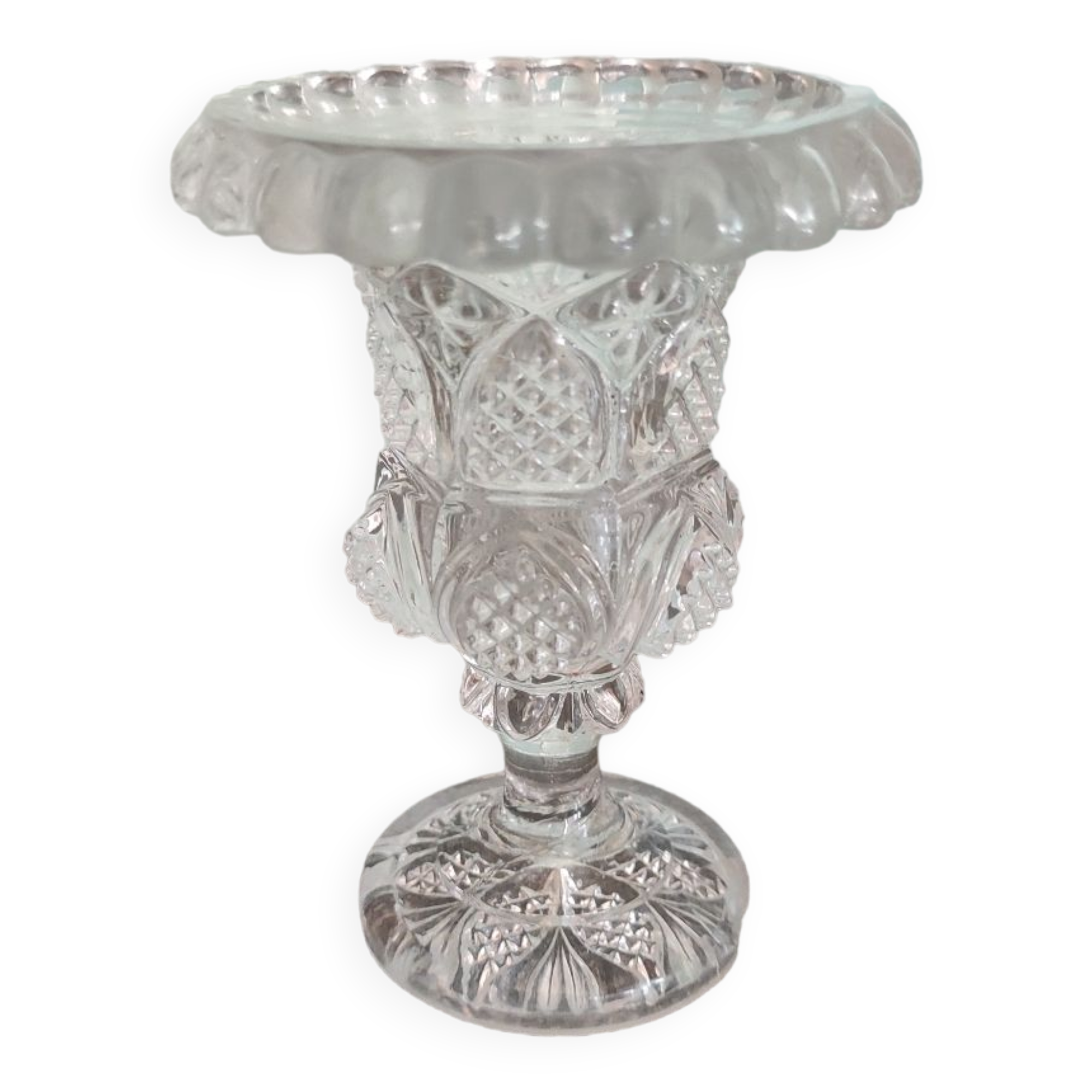 Vase on cut crystal stand