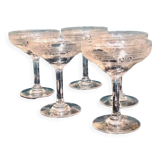 5 champagne glasses in chiseled crystal