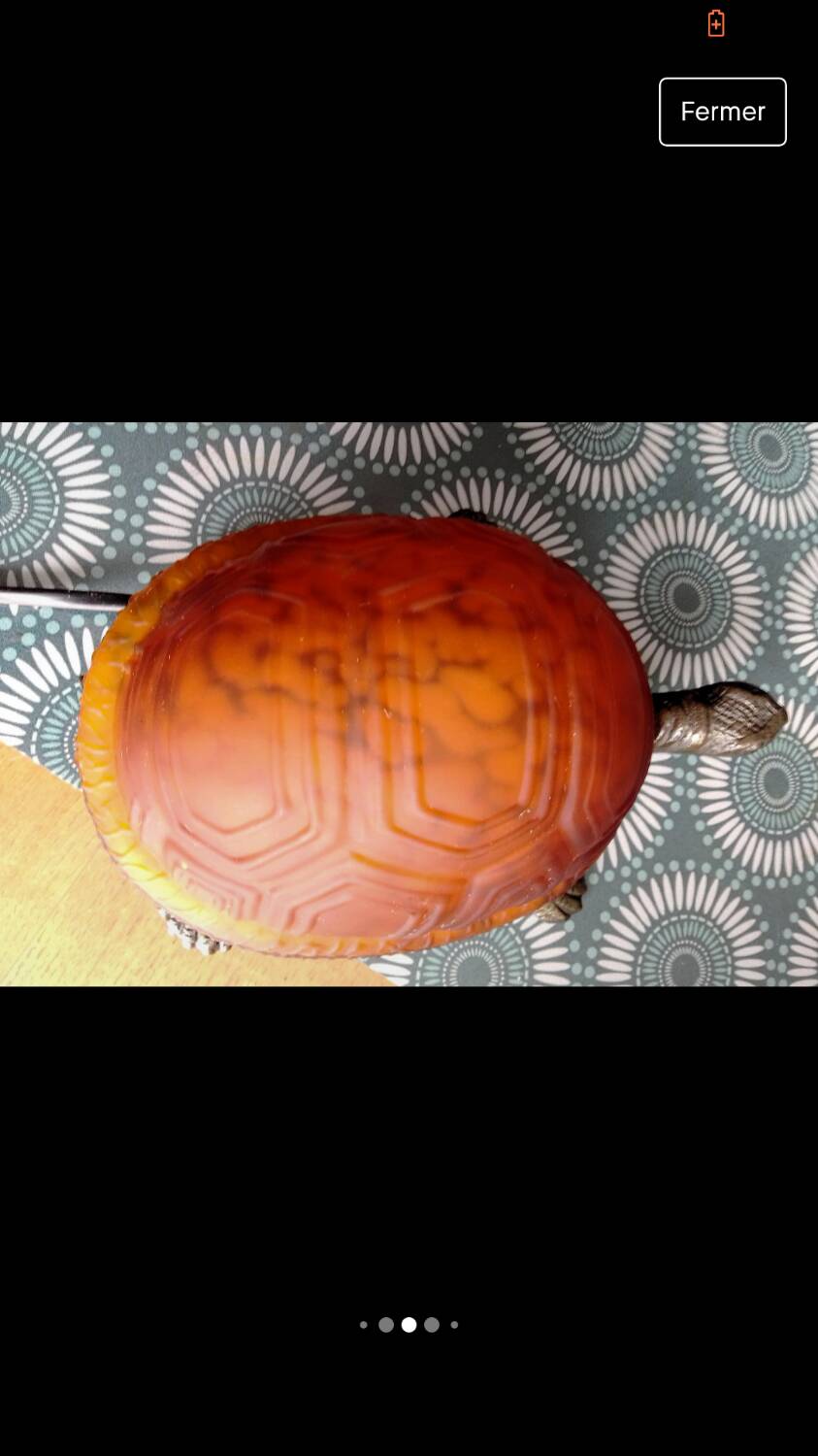 Broche Tortue Vintage Années 70 - Métal Doré, Oxydes Et Pâte De Verre - Occasion
